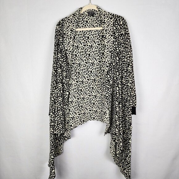POL Animal Print Waterfall Cardigan Large lagenlook hippie boho - Picture 1 of 4